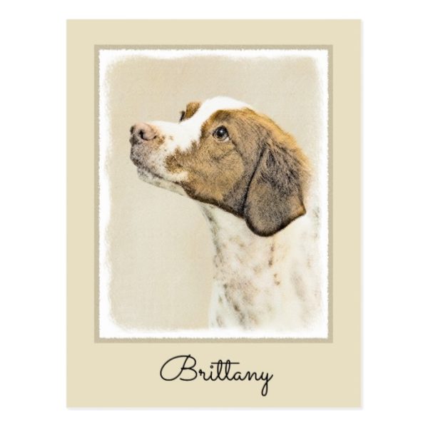 Brittany Painting - Cute Original Dog Art Postcard