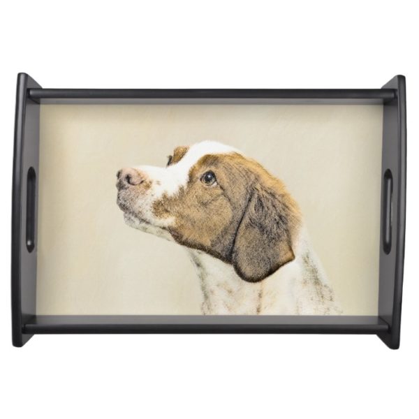 Brittany Painting - Cute Original Dog Art Serving Tray