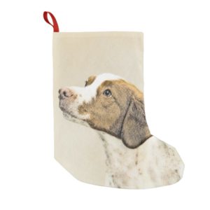 Brittany Painting - Cute Original Dog Art Small Christmas Stocking