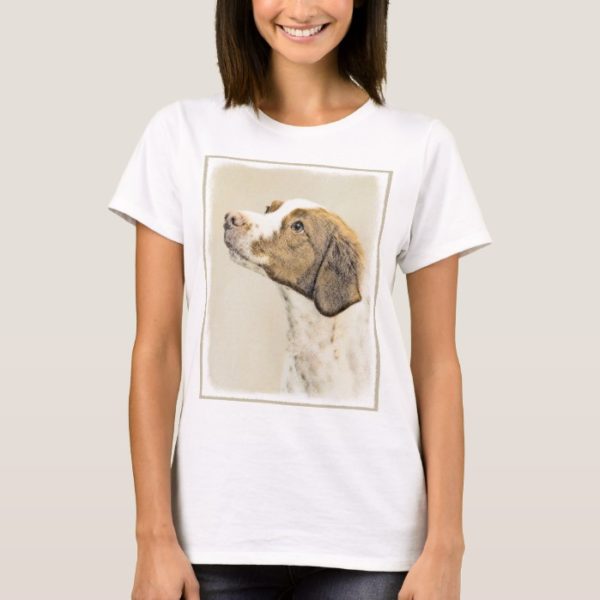 Brittany Painting - Cute Original Dog Art T-Shirt