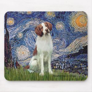 Brittany Spaniel 3 - Starry Night Mouse Pad