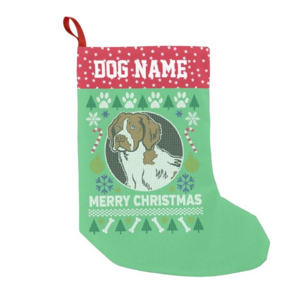 Brittany Spaniel Dog Breed Ugly Christmas Sweater Small Christmas Stocking