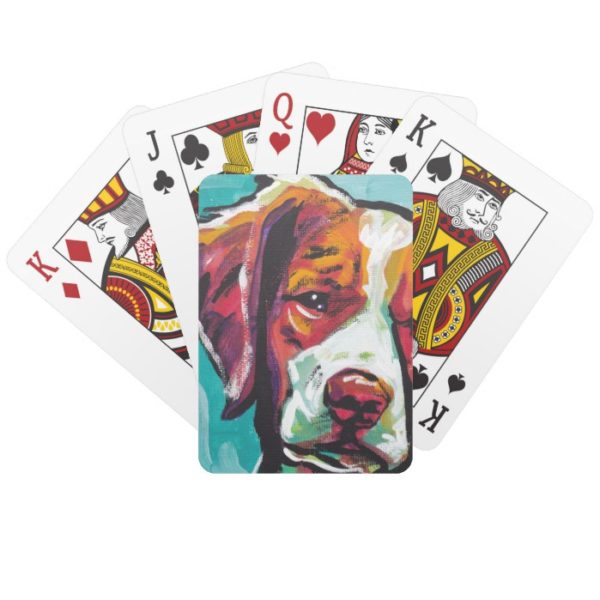 Brittany spaniel Dog fun bright pop art Playing Cards