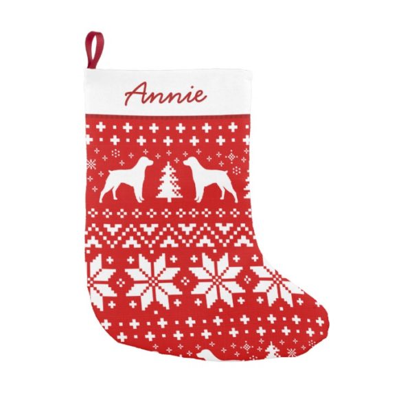 Brittany Spaniel Dog Silhouettes Holiday Pattern Small Christmas Stocking