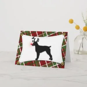 Brittany Spaniel Reindeer Christmas Card