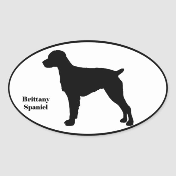 Brittany Spaniel SIlhouette Oval Sticker