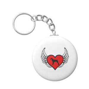 Brittany Spaniel Winged Heart Love Dogs Silhouette Keychain