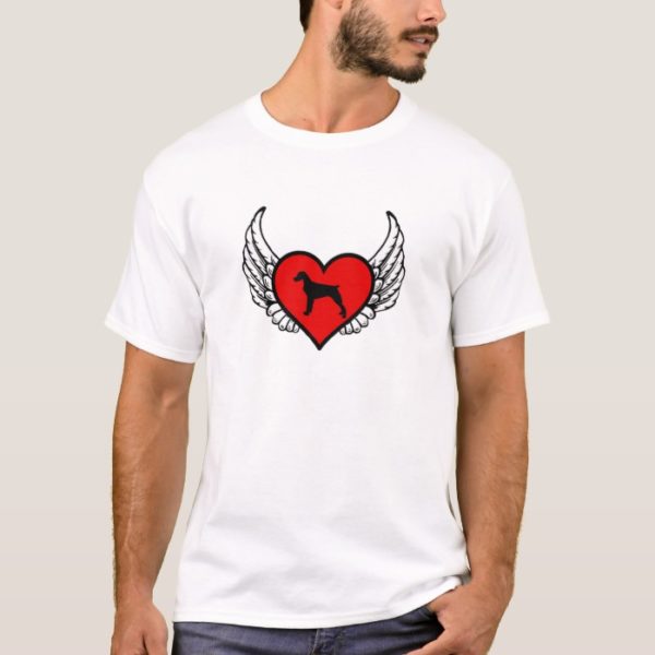 Brittany Spaniel Winged Heart Love Dogs Silhouette T-Shirt