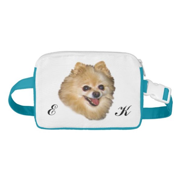 Brown and White Pomeranian Dog, Monogram Fanny Pack