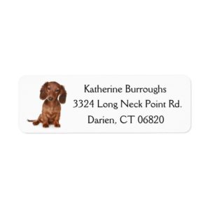 Brown Dachshund Puppy Dog Personalized Label