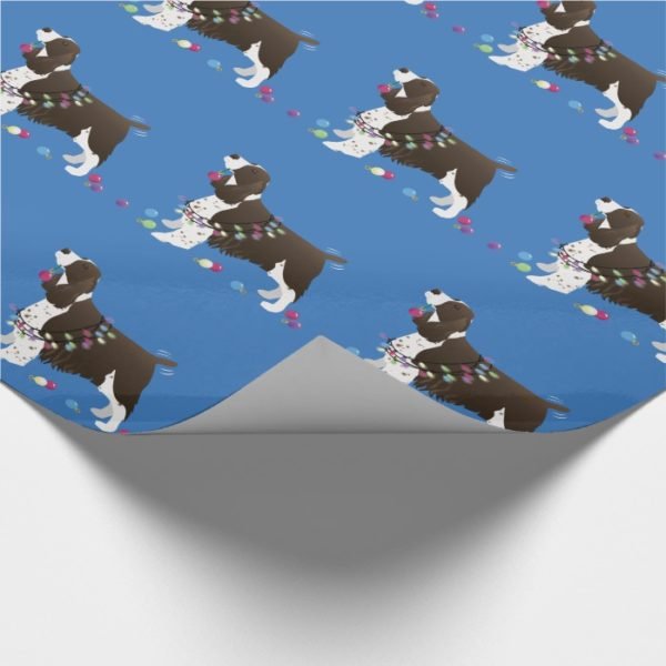 Brown Springer Spaniel Christmas Illustration Wrapping Paper