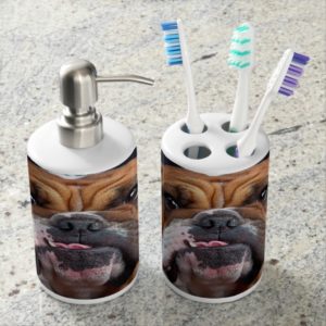 Bulldog English Bad Face Soap Dispenser And Toothbrush Holder