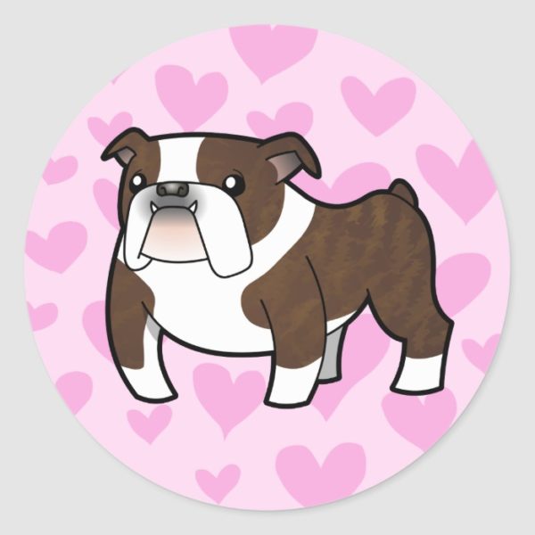 Bulldog Love (brindle pied) Classic Round Sticker