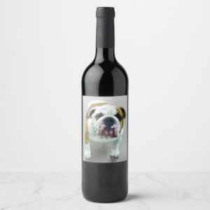 Bulldog Painting - Cute Original Dog Art Wine Label