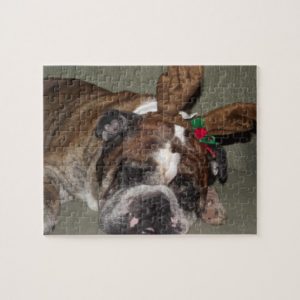 Bulldog puppy reindeer jigsaw puzzle