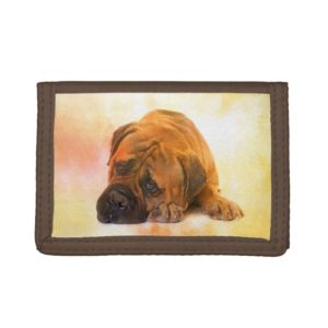 Bullmastiff dog trifold wallet