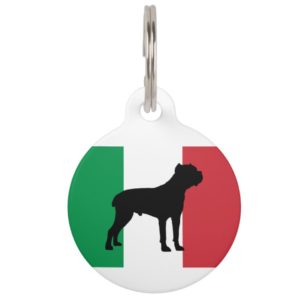 cane corso silhouette flag Italy.png Pet ID Tag