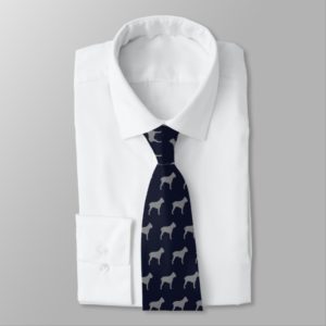 Cane Corso Silhouettes Pattern Navy Blue Tie