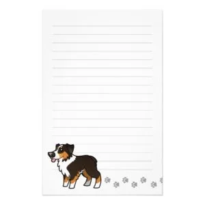 Cartoon Australian Shepherd (black tricolor) Stationery