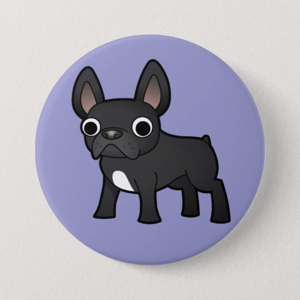Cartoon French Bulldog (black) Button