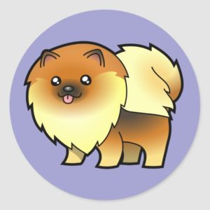 Cartoon Pomeranian (red sable) Classic Round Sticker