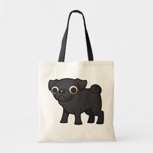 Cartoon Pug (black) Tote Bag