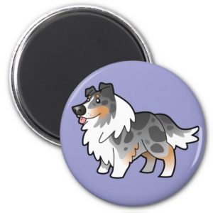 Cartoon Shetland Sheepdog / Collie (blue merle) Magnet
