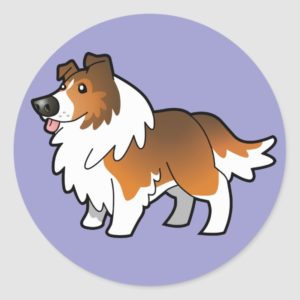 Cartoon Shetland Sheepdog / Collie (sable) Classic Round Sticker