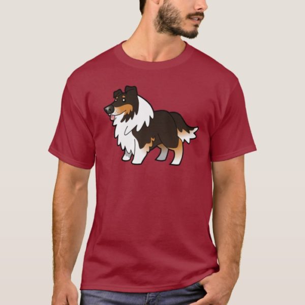 Cartoon Shetland Sheepdog / Collie (tricolor) T-Shirt