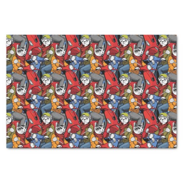 Cats & Dogs Scooter Pattern Tissue Paper