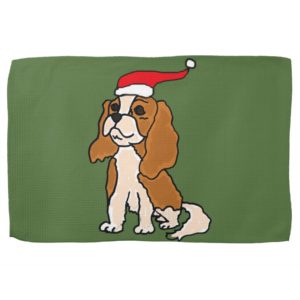 Cavalier King Charles Spaniel Christmas Art Hand Towel