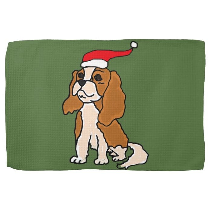 Cavalier King Charles Spaniel Christmas Art Hand Towel