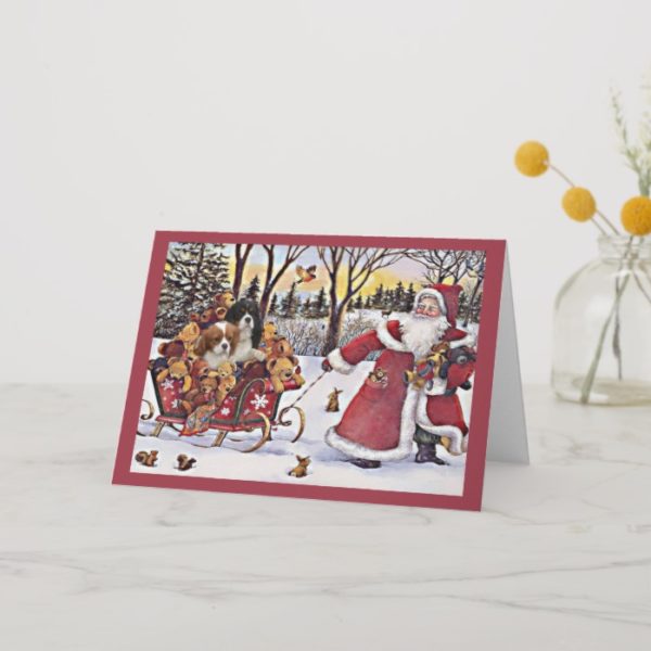 Cavalier King Charles Spaniel Christmas Santa and  Holiday Card