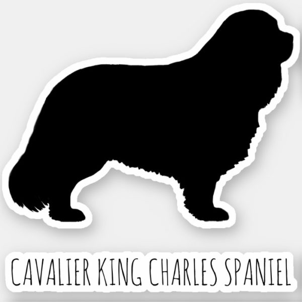Cavalier King Charles Spaniel Dog Silhouette Vinyl Sticker