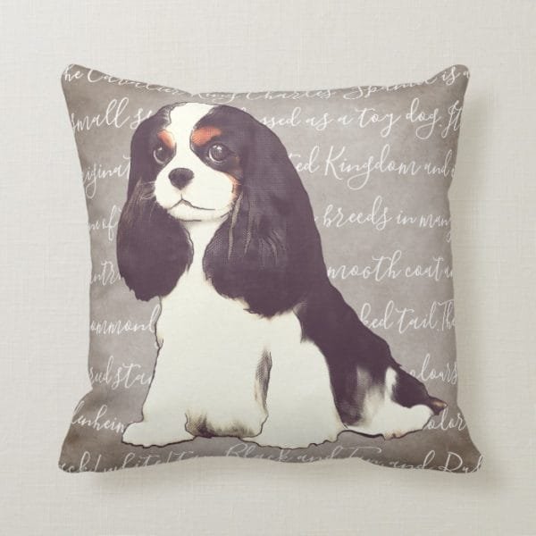 Cavalier King Charles Spaniel Illustration Pillow