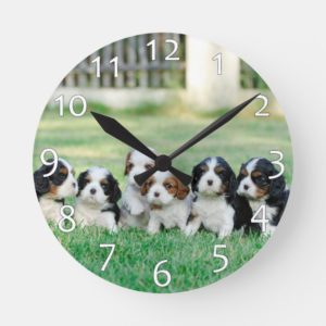 Cavalier King Charles Spaniel puppies Round Clock