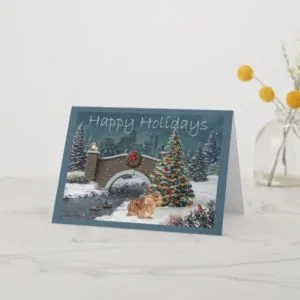 Cavalier King Charles Spaniel Ruby Christmas Eve Holiday Card
