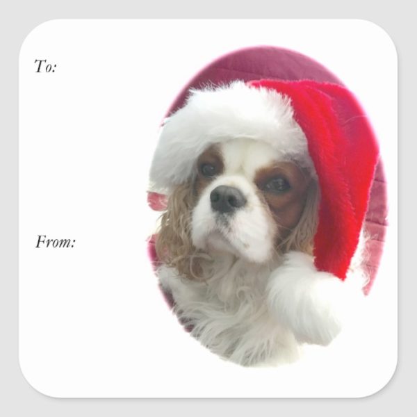 Cavalier Santa Gift Tag Stickers