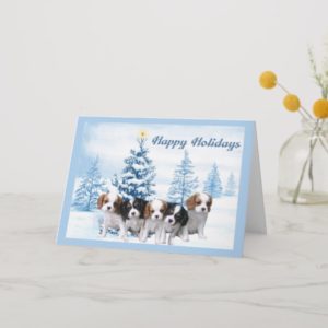 Cavelier King Charles Spaniel Christmas Card Blue