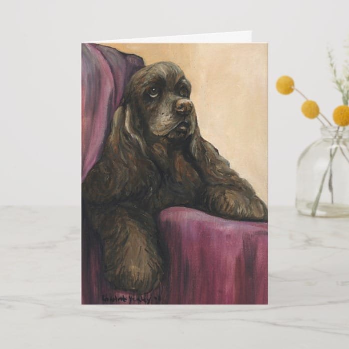"Chocolate Cocker Spaniel" Art Greeting Card
