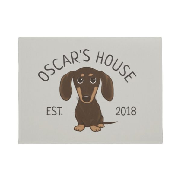 Chocolate Dachshund | Cute Wiener Dog Personalized Doormat
