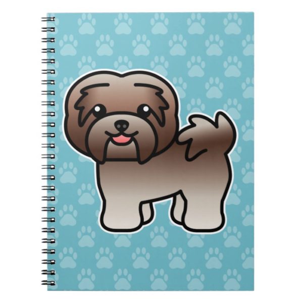 Chocolate Silver Cartoon Havanese Dog Notebook