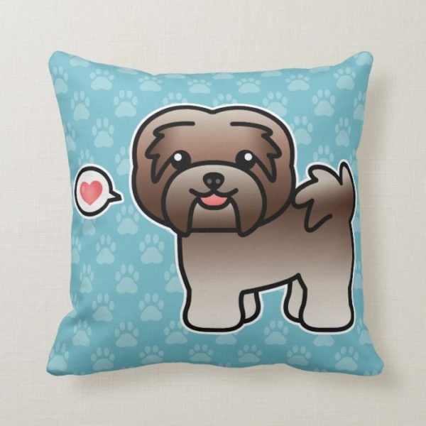 Chocolate Silver Cartoon Havanese Love Throw Pillow