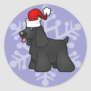 Christmas American Cocker Spaniel (black) Classic Round Sticker