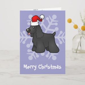Christmas American Cocker Spaniel (black) Holiday Card
