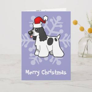 Christmas American Cocker Spaniel (black & white) Holiday Card