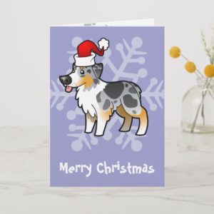 Christmas Australian Shepherd (blue merle) Holiday Card