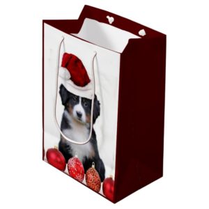 Christmas Bernese Mountain dog Medium Gift Bag