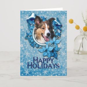 Christmas - Blue Snowflake - Sheltie Holiday Card