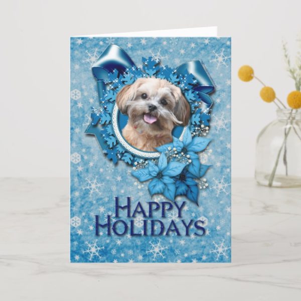 Christmas - Blue Snowflake - ShihPoo - Maggie Holiday Card